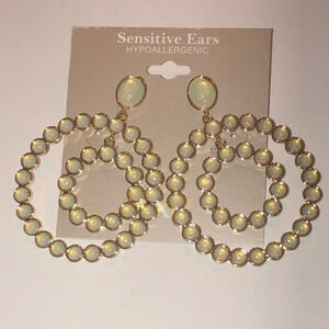 Mix It Gold Tone Huge Opaque Yellow Dangling Boho Earrings